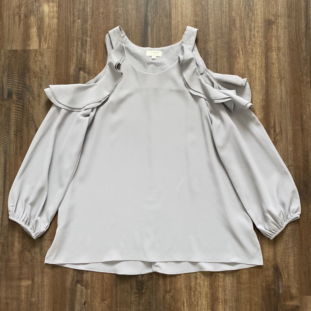 Umgee Womens Cold Shoulder Ruffle Top M